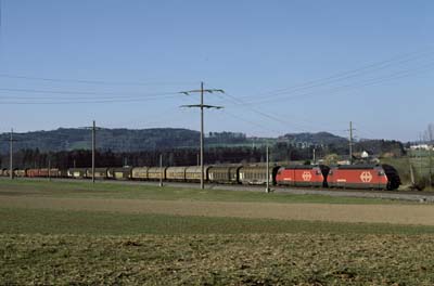 SBB 2x Re 460 mit Güterzug bei Rubigen
