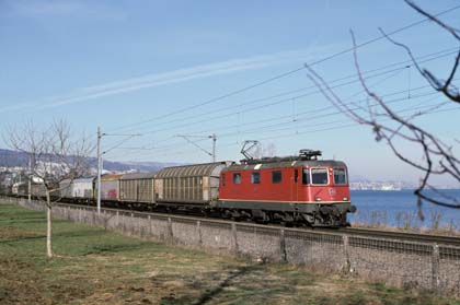 SBB Re 4/4 II mit Lokalgüterzug bei Au ZH