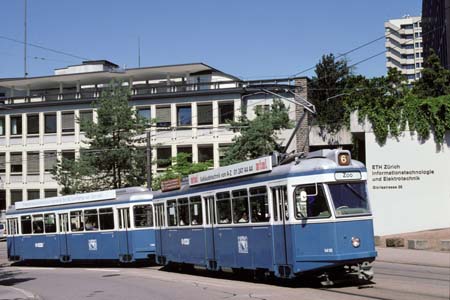 VBZ Be 4/4 1418 & B4 786 in Zürich Voltastrasse