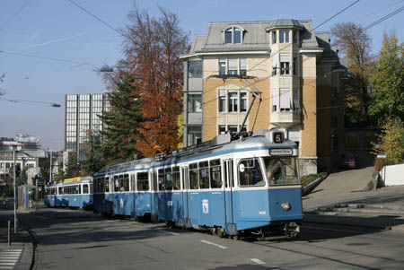 VBZ Be 4/4 1426 & B4 786 in Zürich Voltastrasse